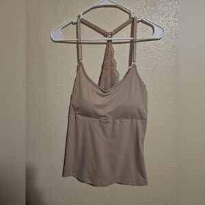 Tan Lace-Back Women's Top